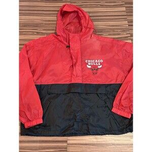 Chicago Bulls Harbor Master Size XL Rain Wind Jacket Black Red Men's Hood